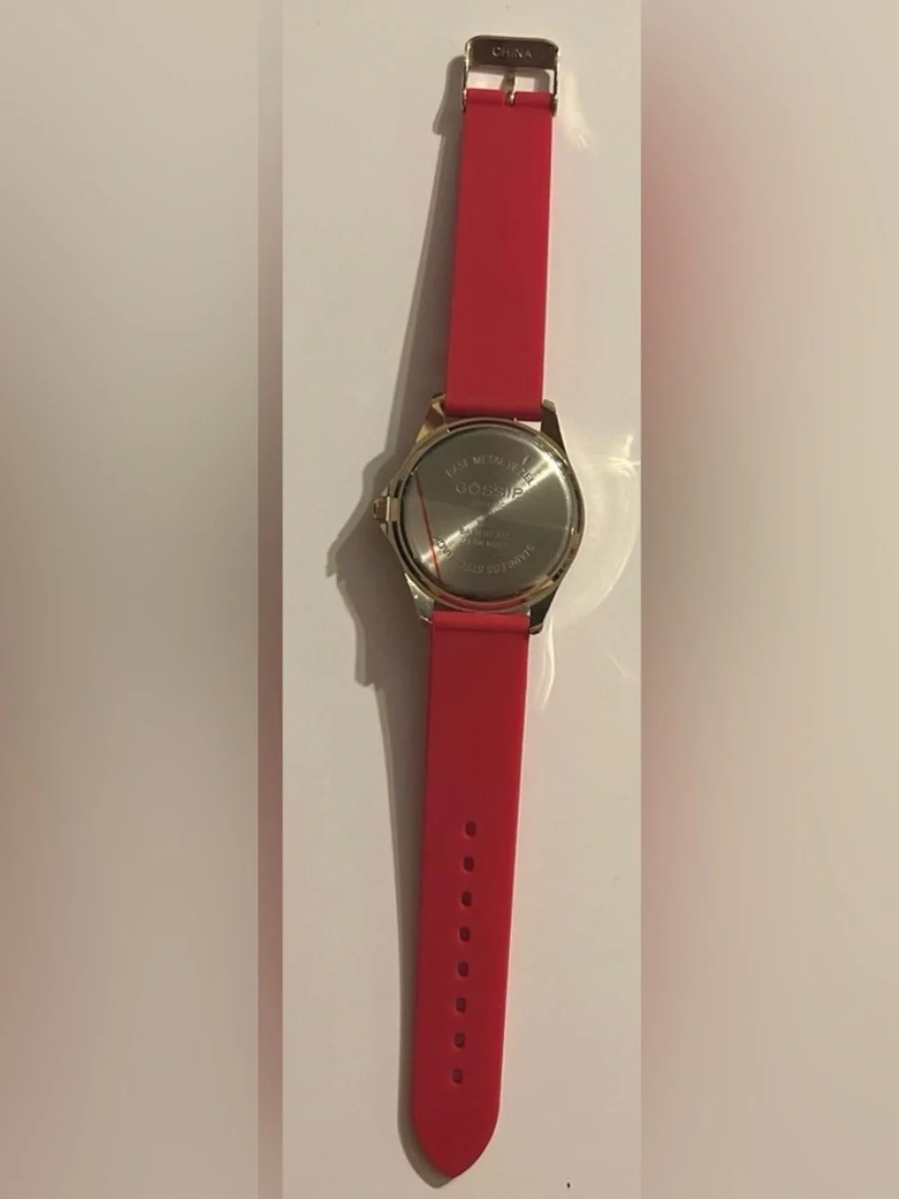 NWOT GOSSIP Quartz Women's Analog Watches - Red, White, Black Silicone Bands